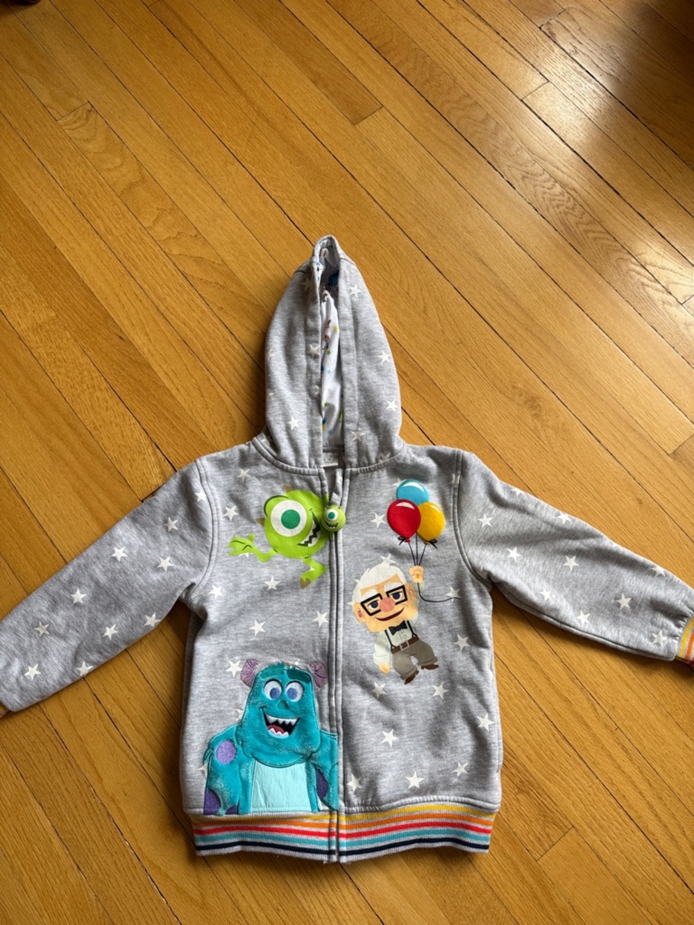 Kids Disney Gray Monsters & Balloons Hooded Zip-Up Sweatshirt